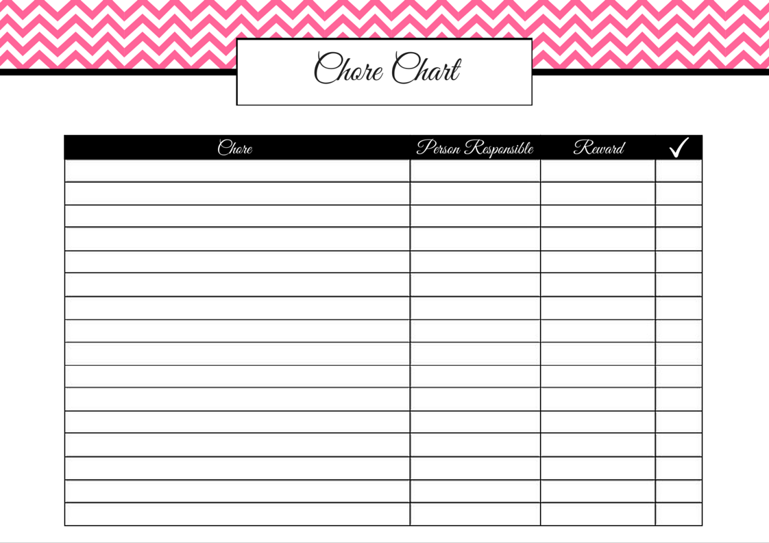 Pink Chore Chart