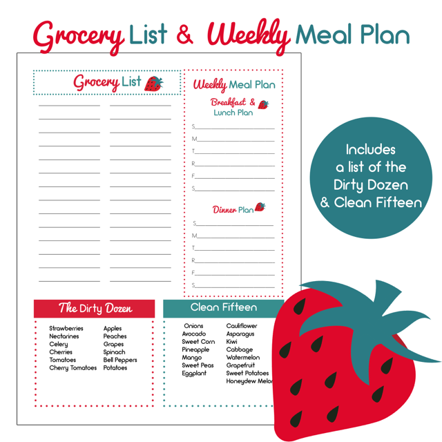 Shopping List and Meal Planner with Dirty Dozen