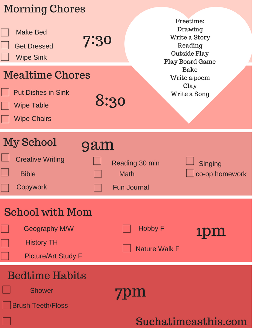 homeschool schedules to print